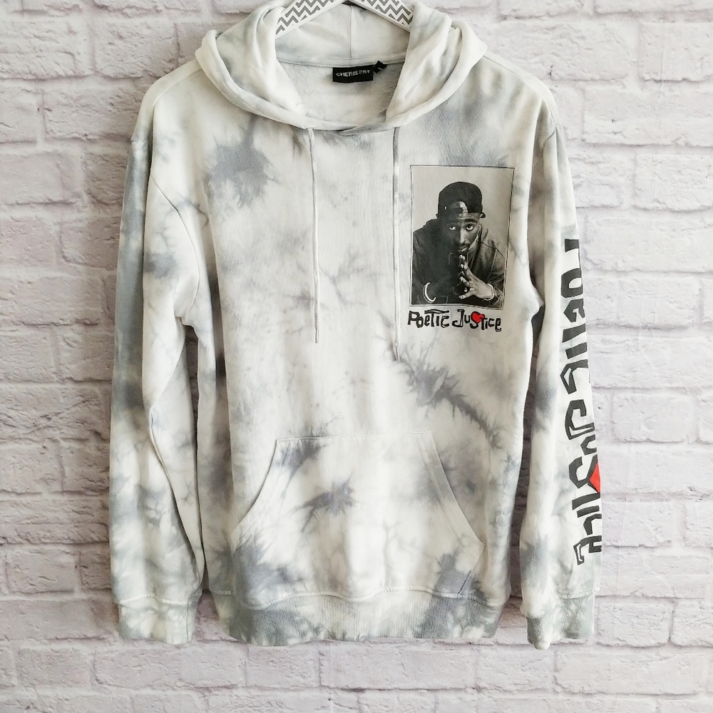 NWT Tupac Poetic Justice Tie Dye Grey Hoodie Small